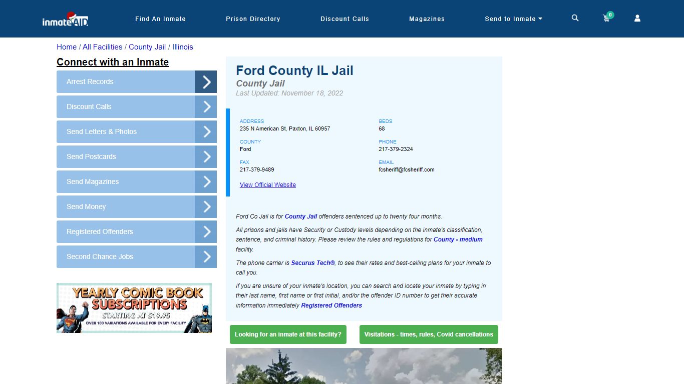 Ford County IL Jail - Inmate Locator - Paxton, IL
