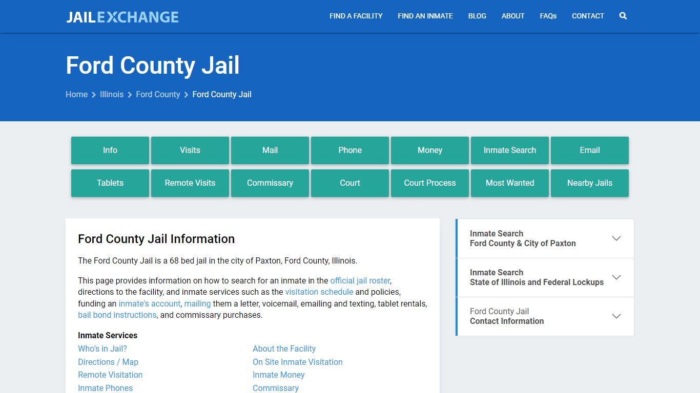 Ford County Jail, IL Inmate Search, Information